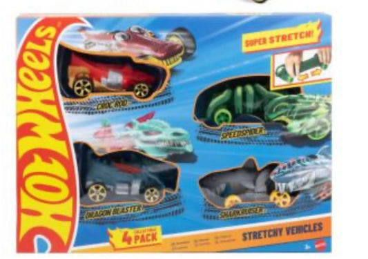 Hot Wheels 4 Pack Squishy Cars – Soft Sensory Squeeze Toy Vehicles for Kids